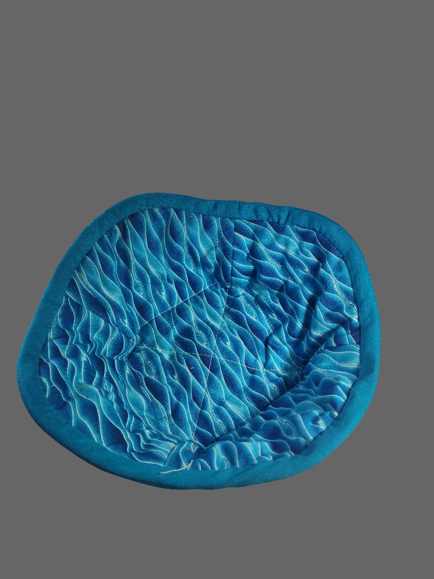 Aqua Blue Waves Bowl Cozy with blue lining (Medium)