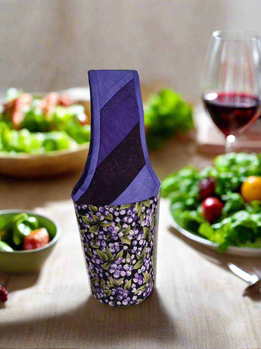 Quilted Purple Grapes Wine Cozy