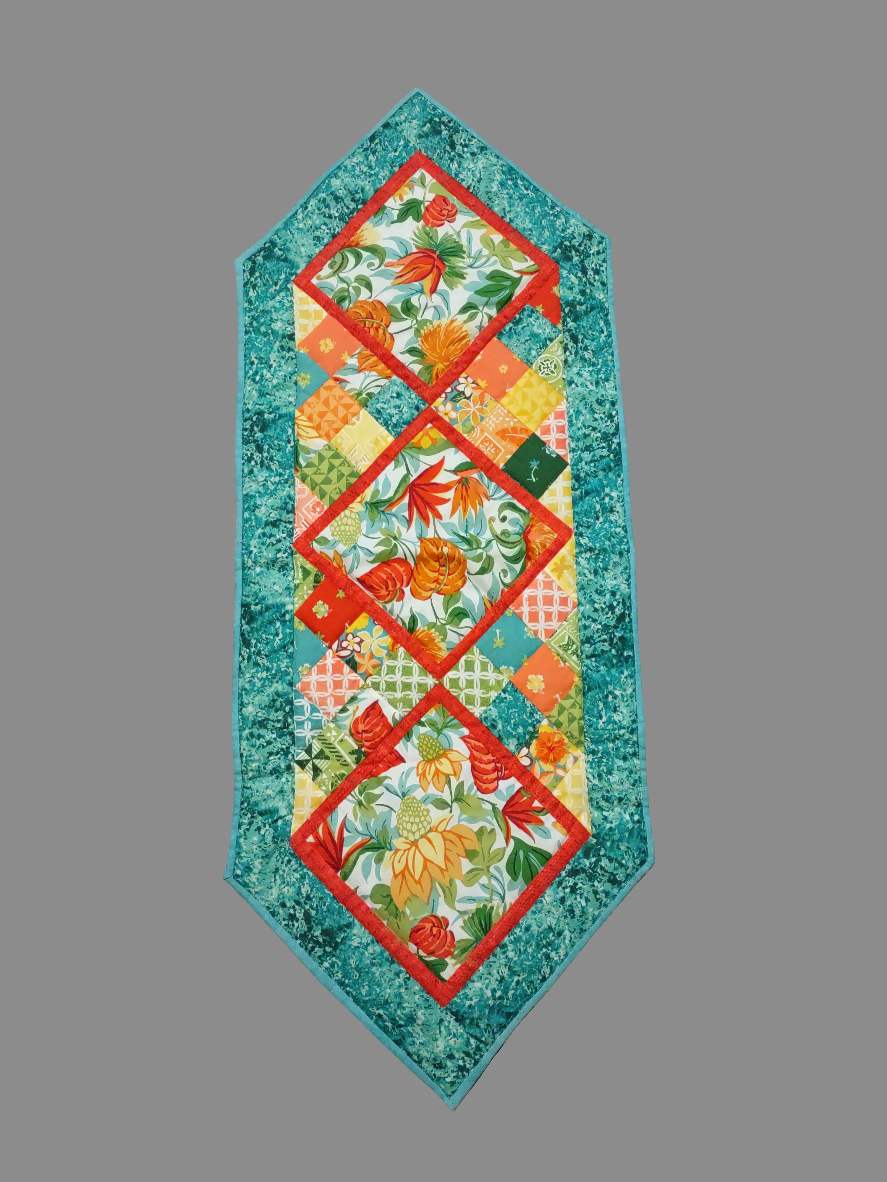 Teal Orange Table Runner