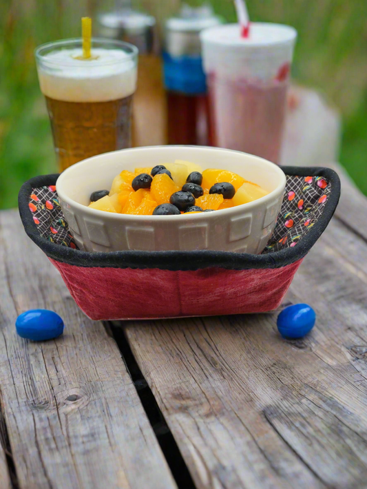 Cherry Pie Bowl Cozy with red lining (Medium)