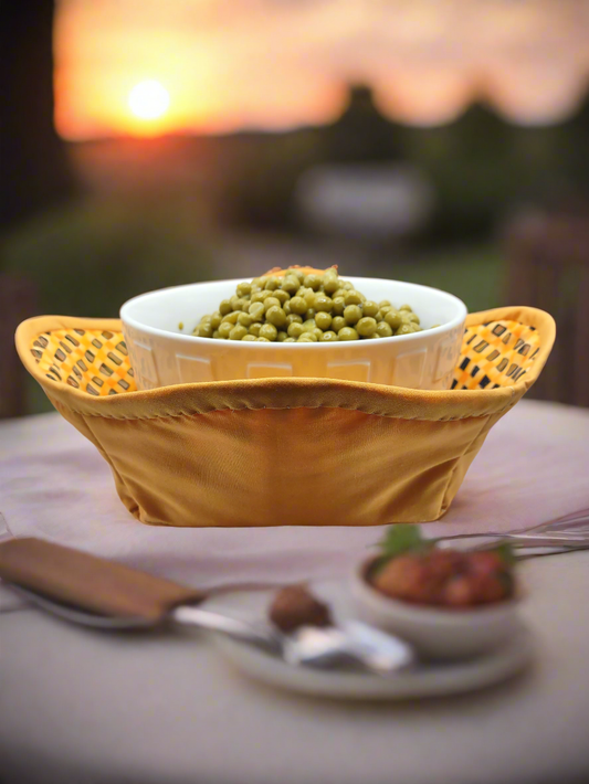 Caution Sign Bowl Cozy with gold lining (Medium)