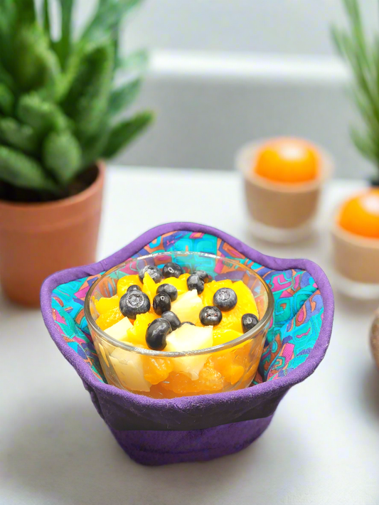 Coral Reef Bowl Cozy with purple lining (Small)
