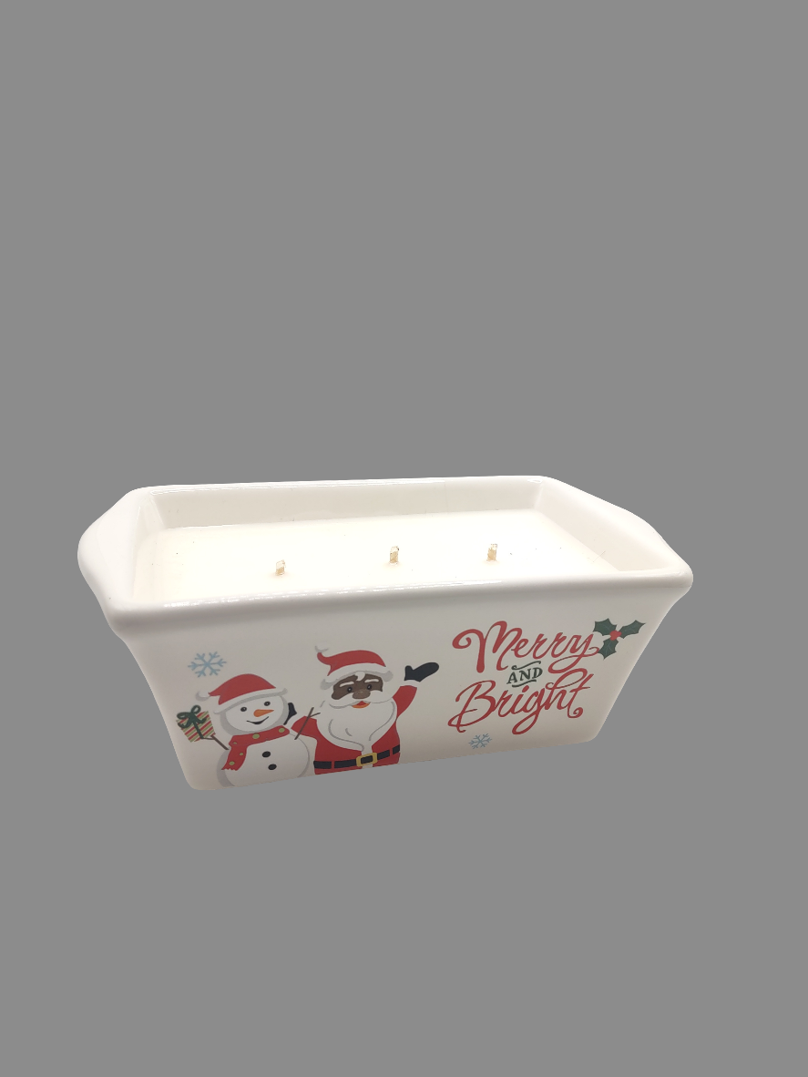 Christmas Hearth in Holiday White Ceramic Loaf Pan (9oz)