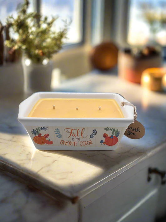 Toasted Pumpkin Spice in Holiday White Ceramic Loaf Pan (9oz)