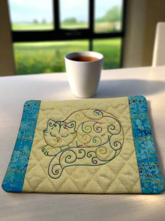 "Napping Kitty" Mug Rug (Set of 2)