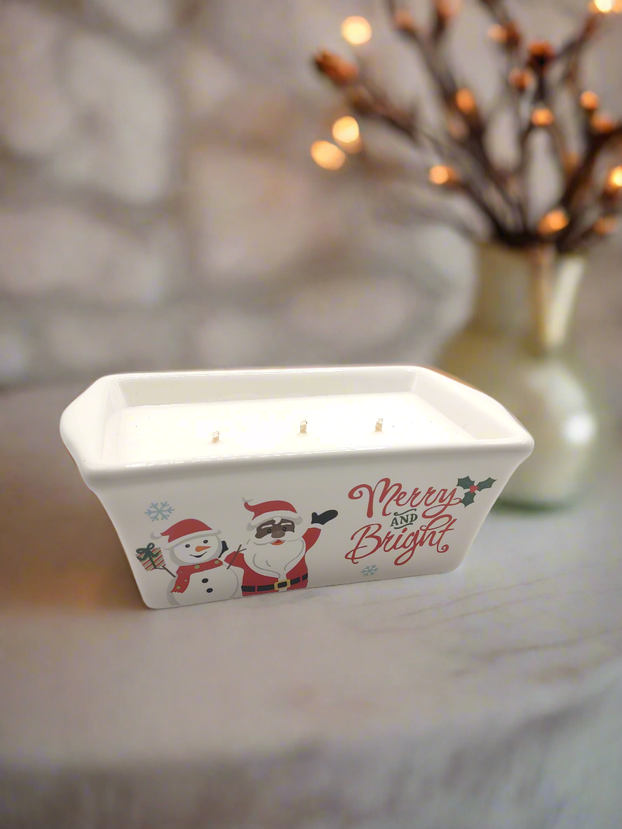 Christmas Hearth in Holiday White Ceramic Loaf Pan (9oz)