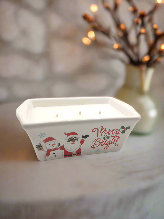 Christmas Hearth in Holiday White Ceramic Loaf Pan (9oz)