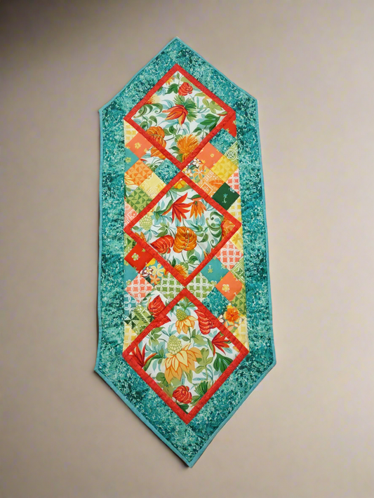 Teal Orange Table Runner