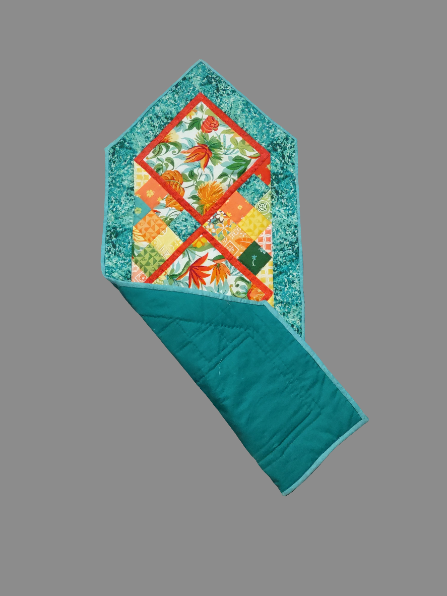 Teal Orange Table Runner