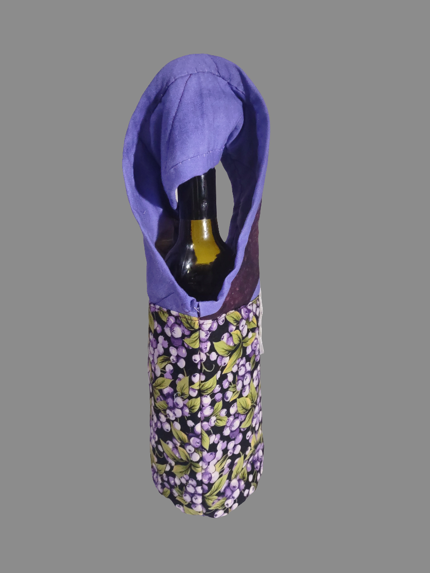 Quilted Purple Grapes Wine Cozy